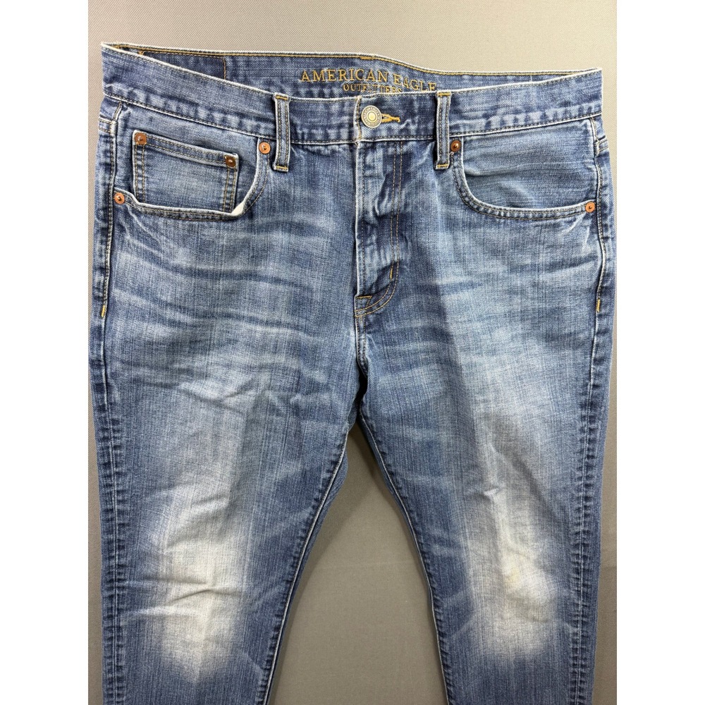 American Eagle‎ Jeans Mens Blue Straight Leg Medium Wash 34x29 - Picture 6 of 11